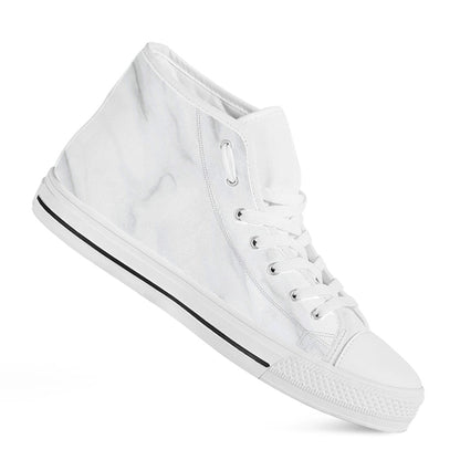White Marble Print White High Top Sneakers