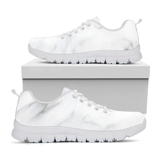 White Marble Print White Running Shoes