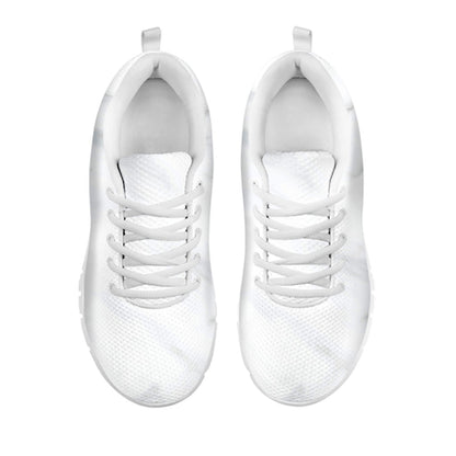 White Marble Print White Running Shoes