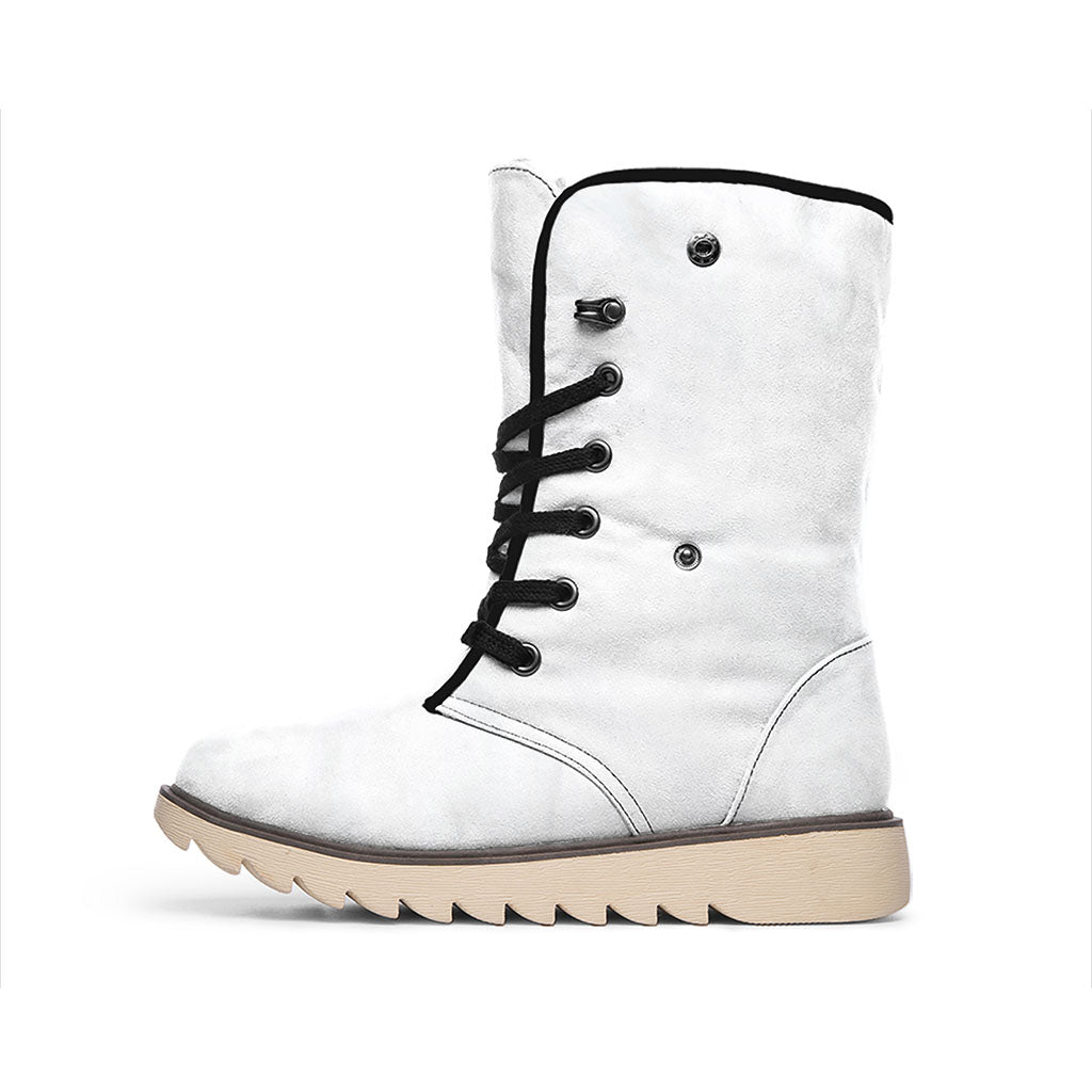 White Marble Print Winter Boots