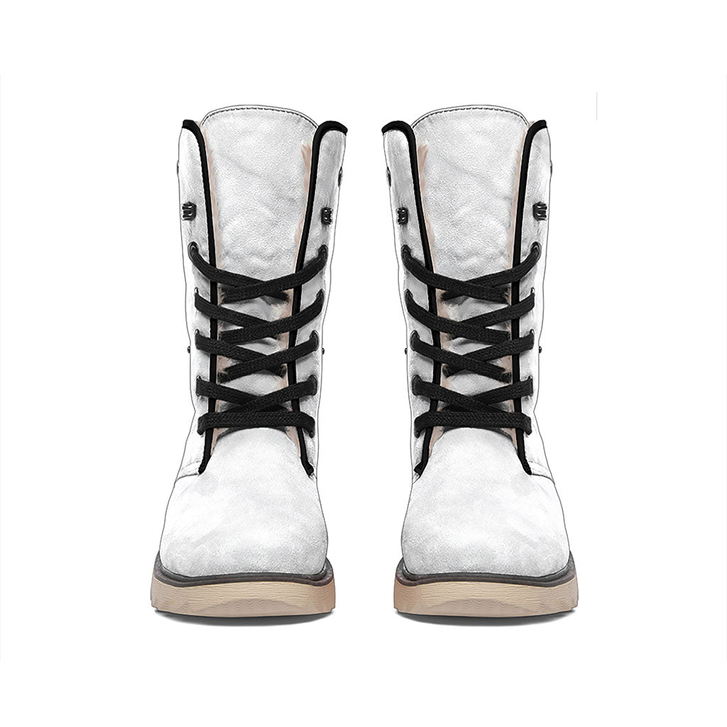 White Marble Print Winter Boots