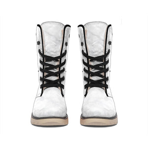 White Marble Print Winter Boots