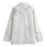 White Marble Print Women's Blazer