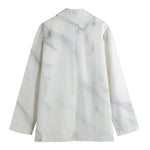 White Marble Print Women's Cotton Blazer