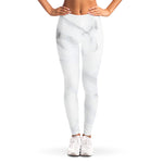 White Marble Print Women's Leggings