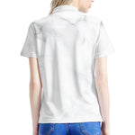 White Marble Print Women's Polo Shirt