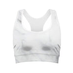 White Marble Print Women's Sports Bra