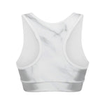 White Marble Print Women's Sports Bra