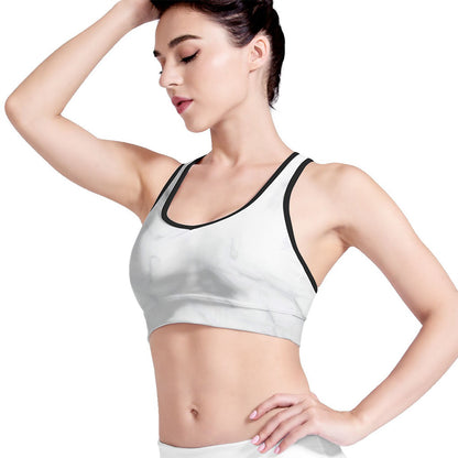 White Marble Print Women's Sports Bra
