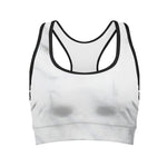 White Marble Print Women's Sports Bra