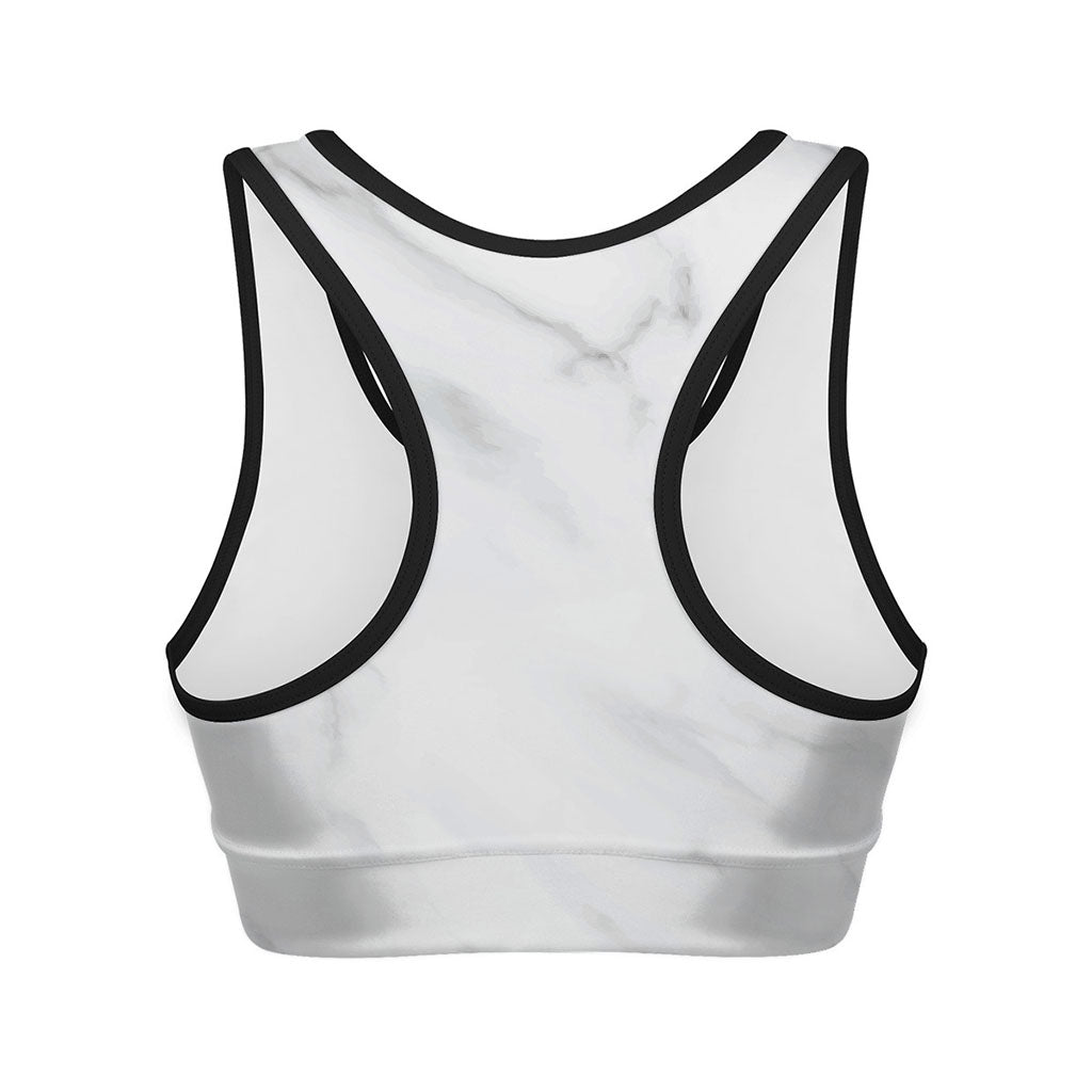White Marble Print Women's Sports Bra