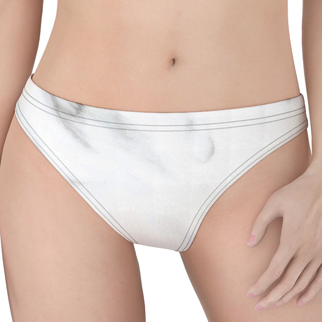 White Marble Print Women's Thong