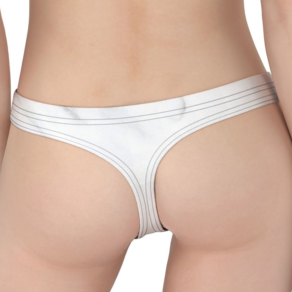 White Marble Print Women's Thong