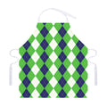 White Navy And Green Argyle Print Adjustable Apron
