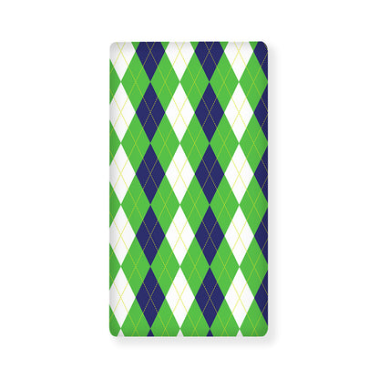 White Navy And Green Argyle Print Baby Crib Sheet