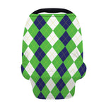 White Navy And Green Argyle Print Baby Seat Cover