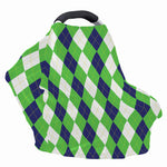 White Navy And Green Argyle Print Baby Seat Cover