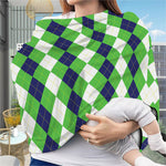 White Navy And Green Argyle Print Baby Seat Cover