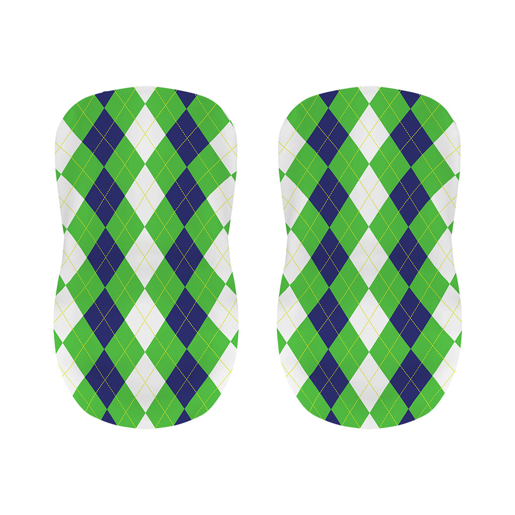 White Navy And Green Argyle Print Bar Stool Covers