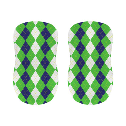 White Navy And Green Argyle Print Bar Stool Covers