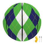 White Navy And Green Argyle Print Basketball