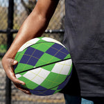 White Navy And Green Argyle Print Basketball