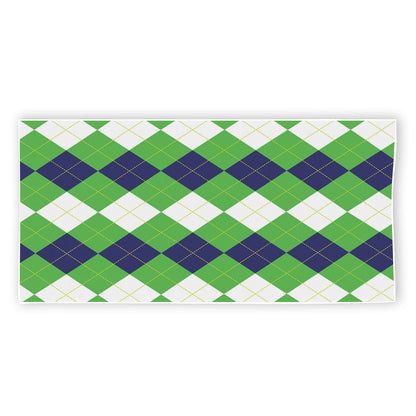 White Navy And Green Argyle Print Beach Towel
