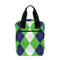White Navy And Green Argyle Print Bible Tote Bag