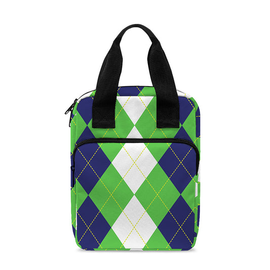 White Navy And Green Argyle Print Bible Tote Bag