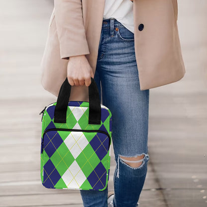 White Navy And Green Argyle Print Bible Tote Bag