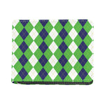 White Navy And Green Argyle Print Bifold Wallet