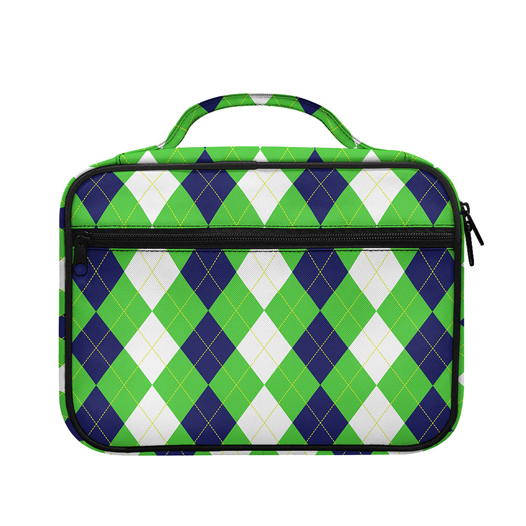 White Navy And Green Argyle Print Briefcase Bible Bag