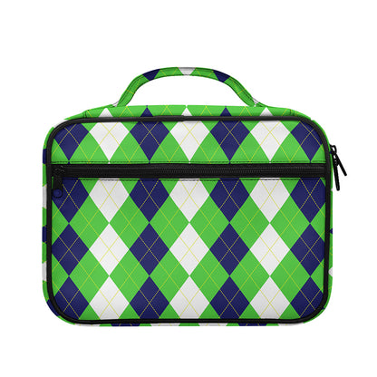 White Navy And Green Argyle Print Briefcase Bible Bag