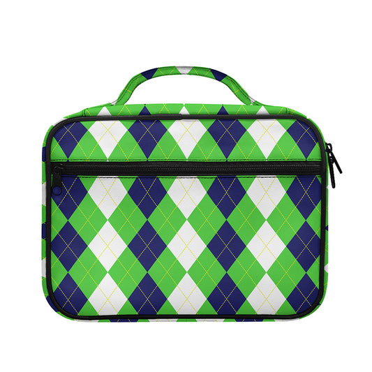 White Navy And Green Argyle Print Briefcase Bible Bag