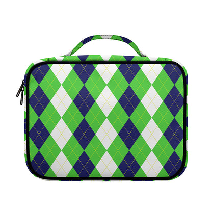 White Navy And Green Argyle Print Briefcase Bible Bag