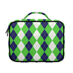 White Navy And Green Argyle Print Briefcase Bible Bag
