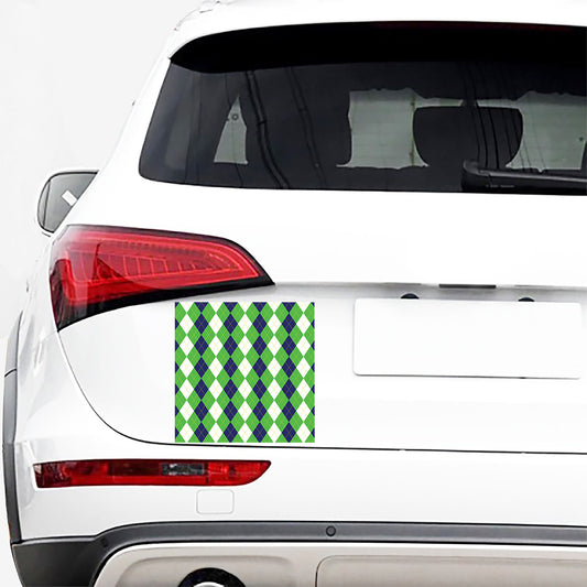 White Navy And Green Argyle Print Car Sticker