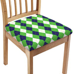 White Navy And Green Argyle Print Chair Cushion Cover