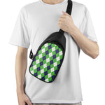 White Navy And Green Argyle Print Chest Bag