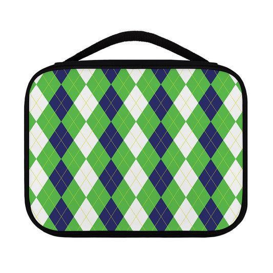 White Navy And Green Argyle Print Classic Bible Case