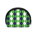 White Navy And Green Argyle Print Coin Purse