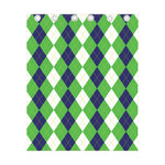 White Navy And Green Argyle Print Curtain