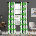 White Navy And Green Argyle Print Curtain