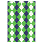 White Navy And Green Argyle Print Curtain