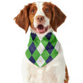 White Navy And Green Argyle Print Dog Bandana