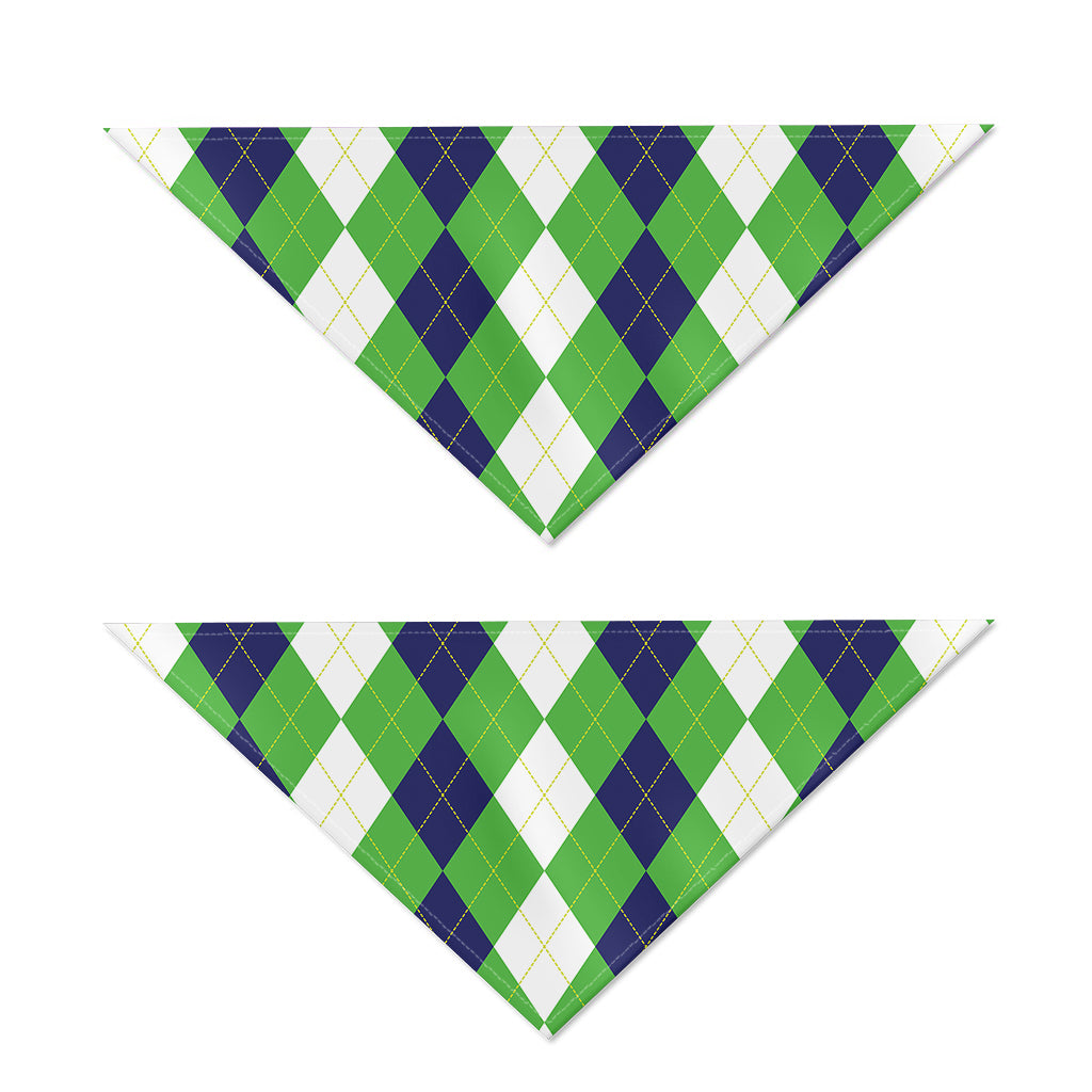 White Navy And Green Argyle Print Dog Bandana