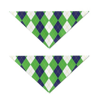 White Navy And Green Argyle Print Dog Bandana