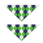 White Navy And Green Argyle Print Dog Bandana