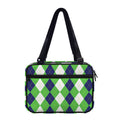 White Navy And Green Argyle Print Double Strap Bible Bag