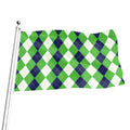 White Navy And Green Argyle Print Flag